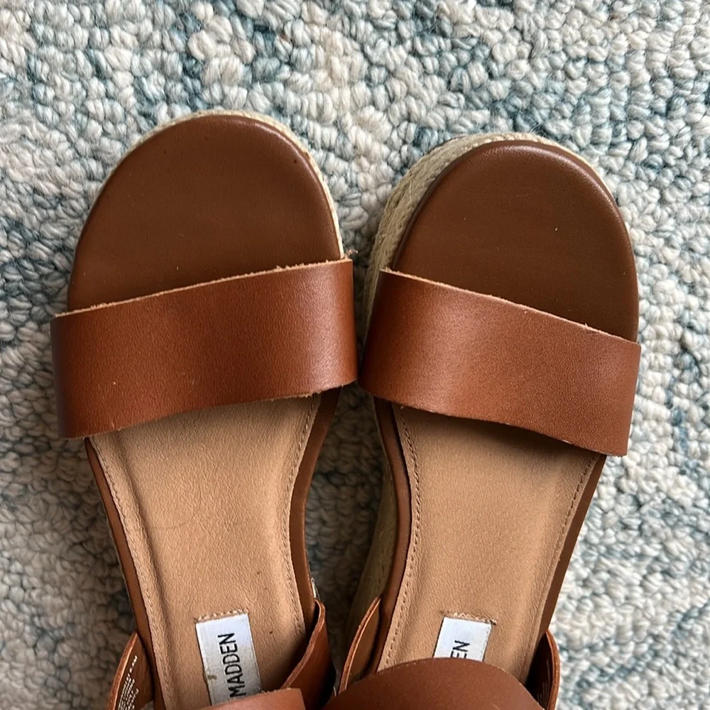 Steve Madden Tan Platform Espadrille Sandals with Ankle Strap